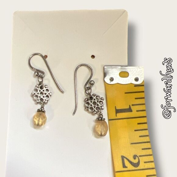 Bundle Sale 3 for $15 | Silver-Tone Dangle Earrings with Yellow Bead - Picture 5 of 6